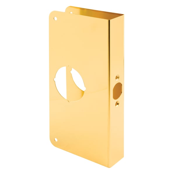 Brass Lock and Door Reinforcement Plate for 1-3/8 In. Thick Doors, Brass Finish Single Pack